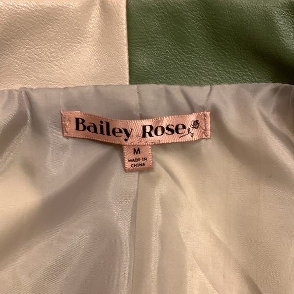 Bailey Rose NWOT Two Tone Faux Leather Belted Moto Jacket - Picture 8 of 16